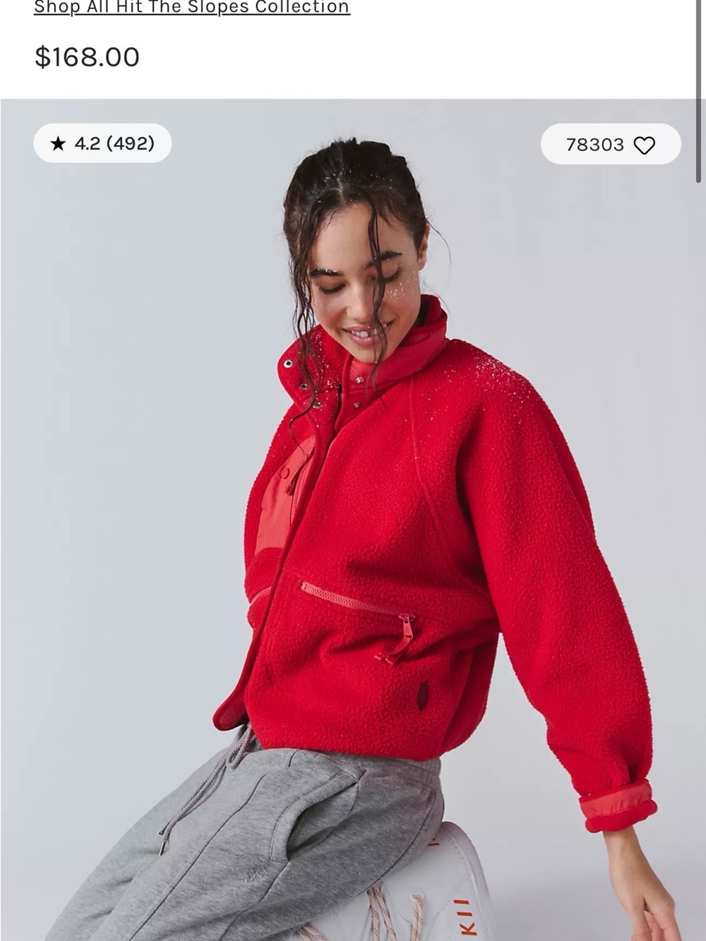 FP Movement by Free People Red Plush Bomber Jacket